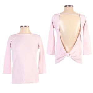🌺 Marcelle Open Back Light Pink Textured 3/4 Sleeve Feminine Top Size S